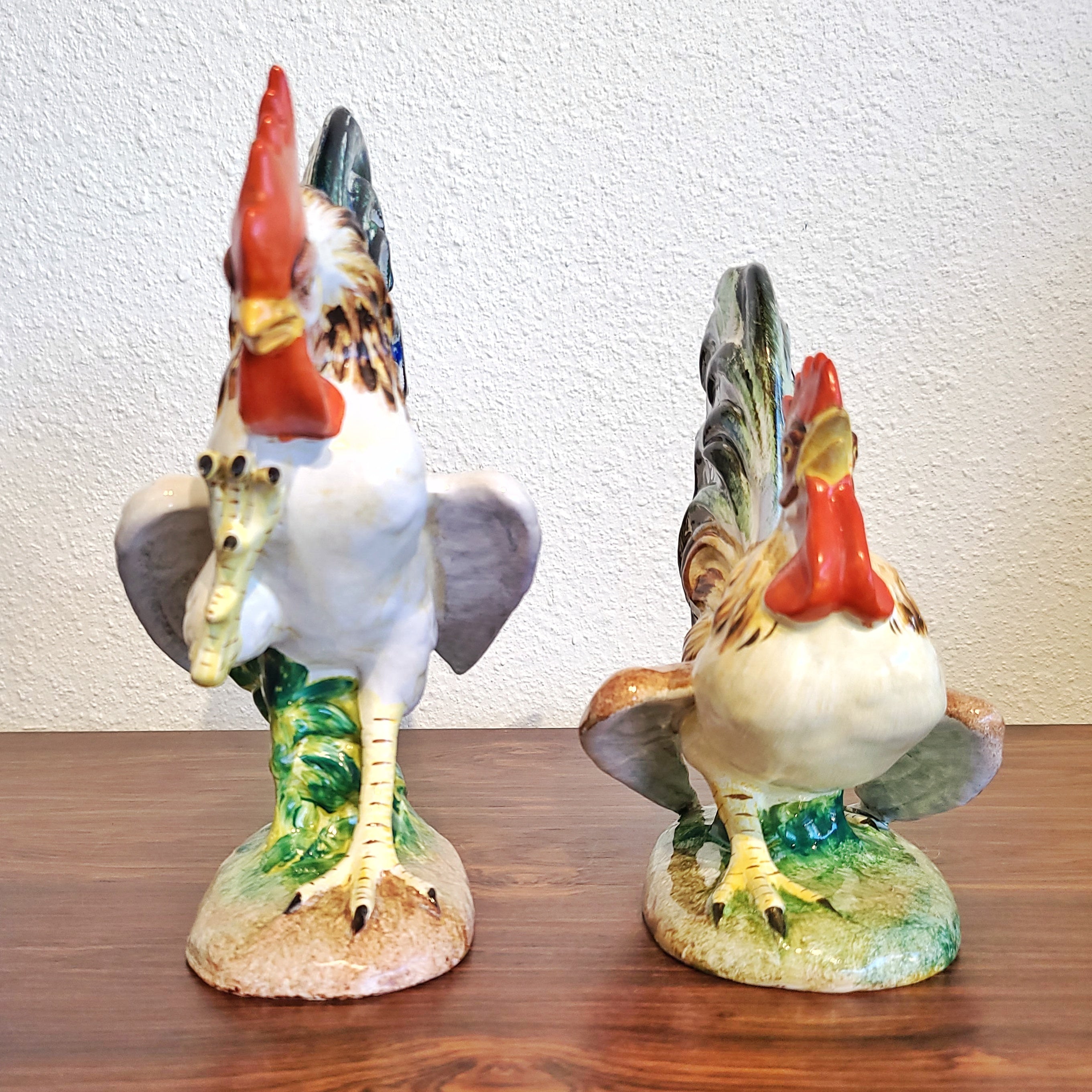 "FIGHTING COCKS" FIGURINES BY URBANO ZACCAGNINI (PAIR) FLORENCE, ITALY