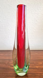 GIORGIO FERRO RED AND GREEN SOMMERSO GLASS TEARDROP VASE