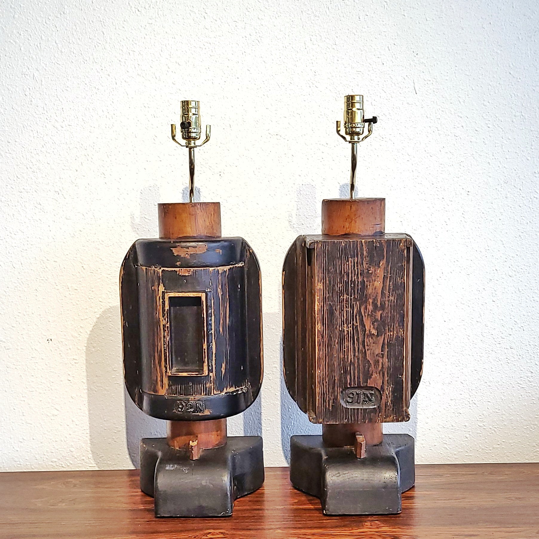 INDUSTRIAL FOUNDRY MOLD TABLE LAMPS (PAIR)
