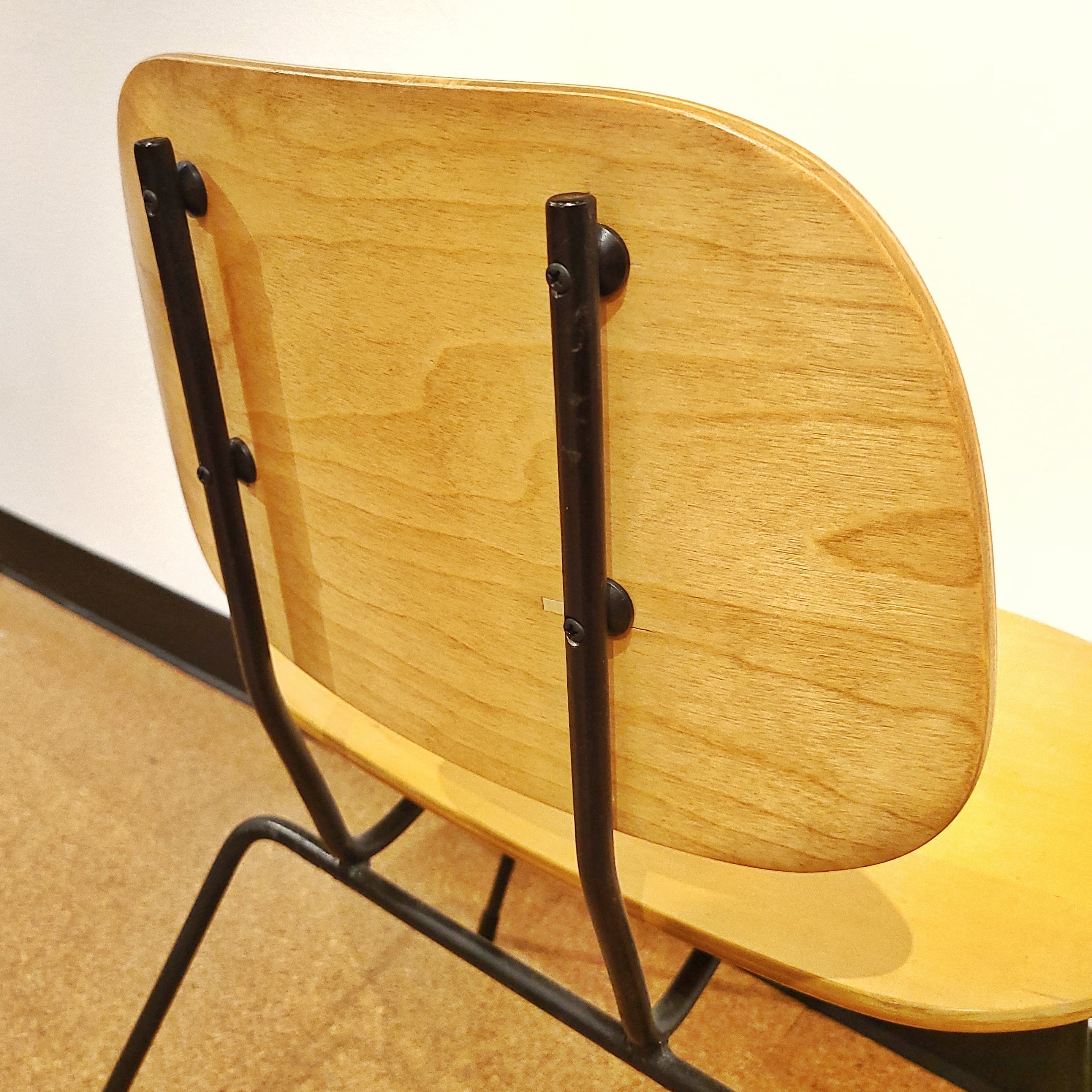 FOUR PLYWOOD AND IRON CHAIRS IN THE MANNER OF WIM RIETVELD