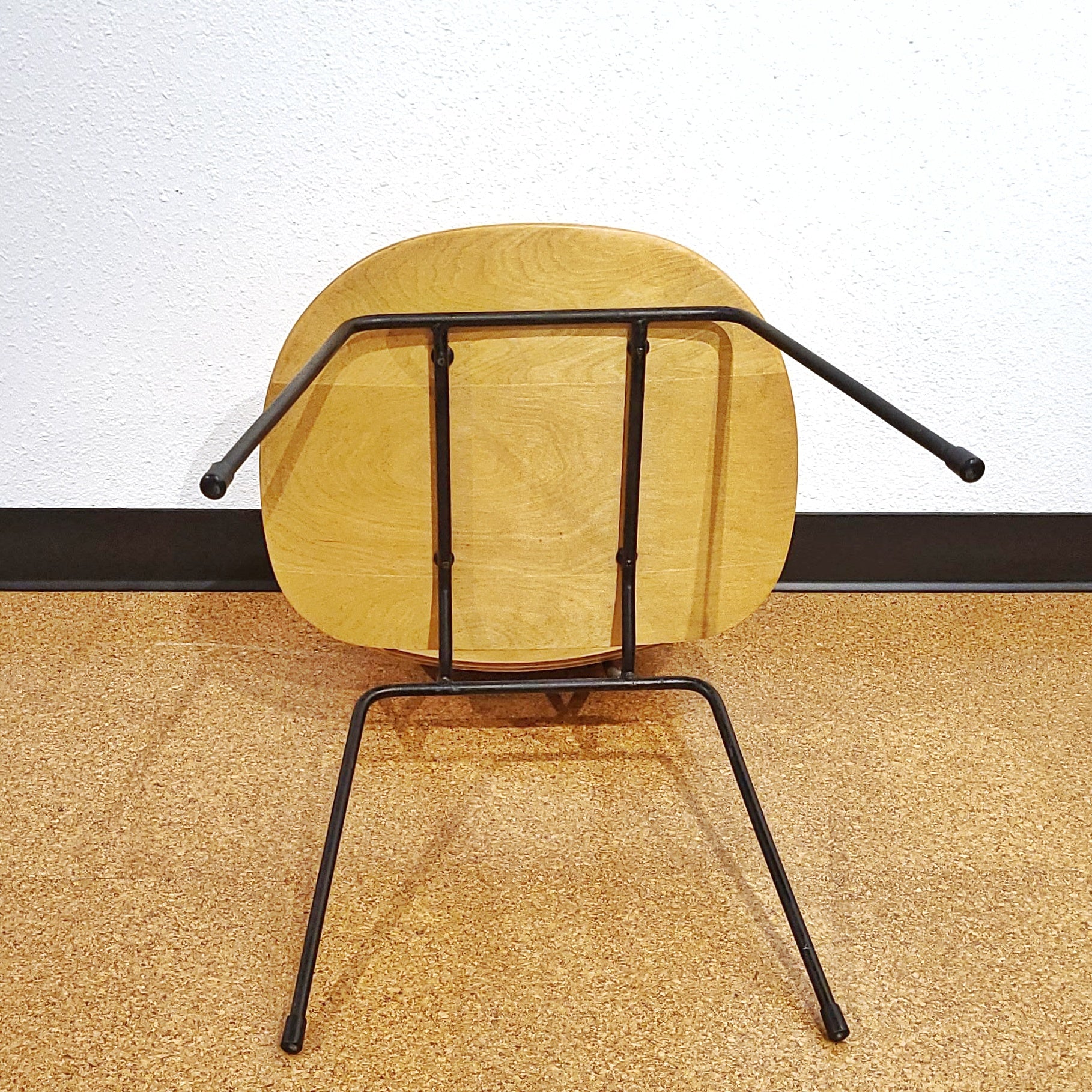 FOUR PLYWOOD AND IRON CHAIRS IN THE MANNER OF WIM RIETVELD