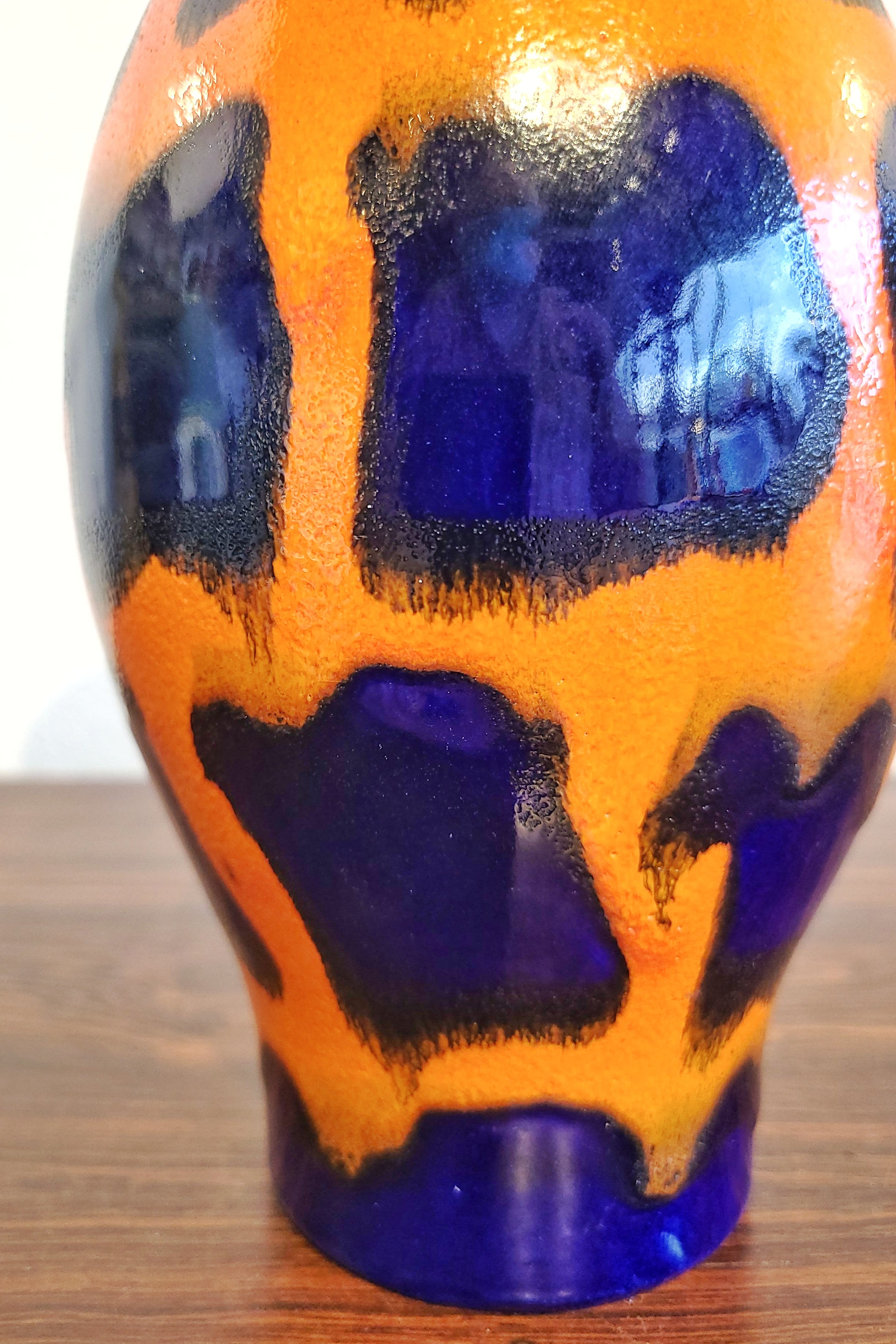 ORANGE AND BLUE JASBA KERAMIK VASE Nr. 1162/30 (1960s)