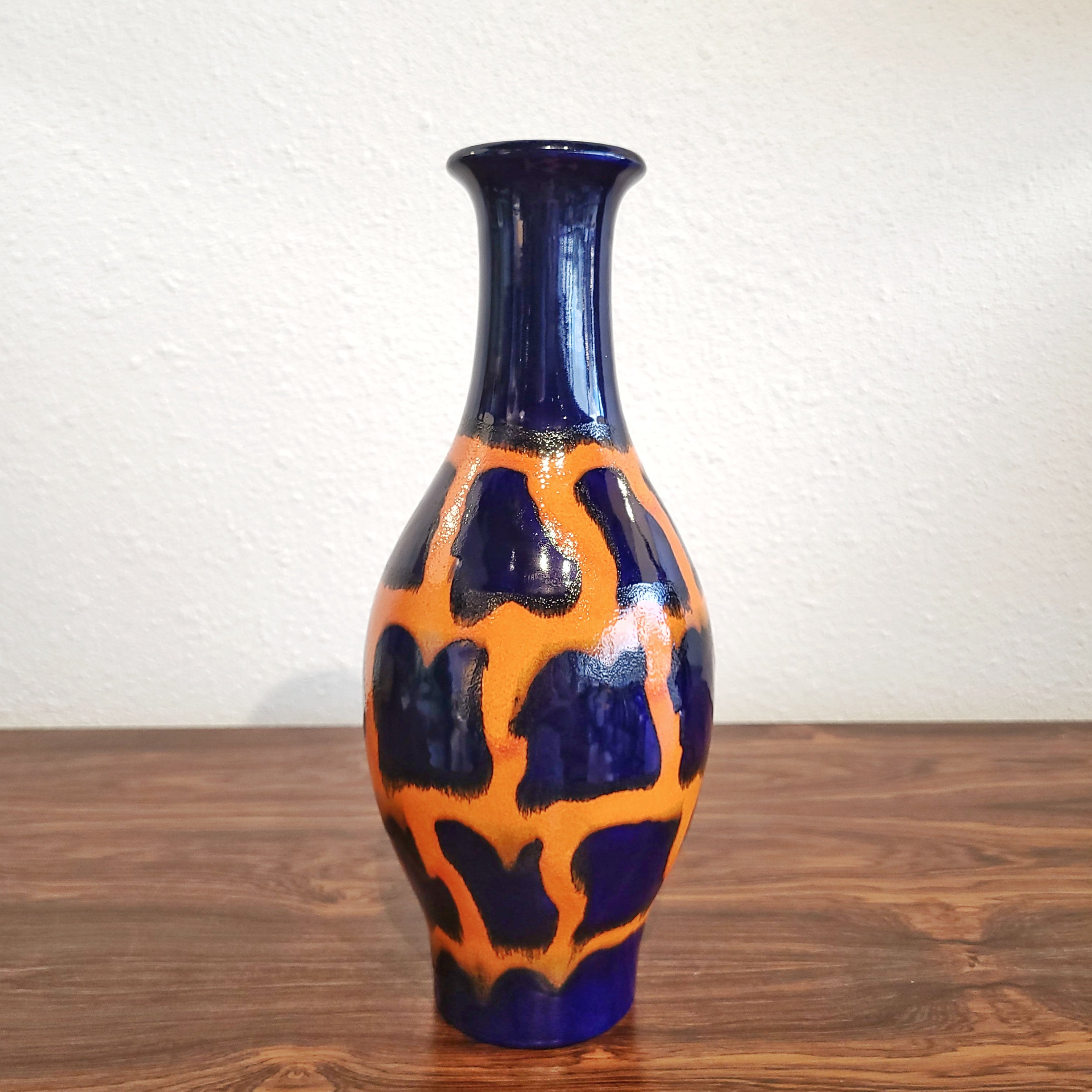 ORANGE AND BLUE JASBA KERAMIK VASE Nr. 1162/30 (1960s)