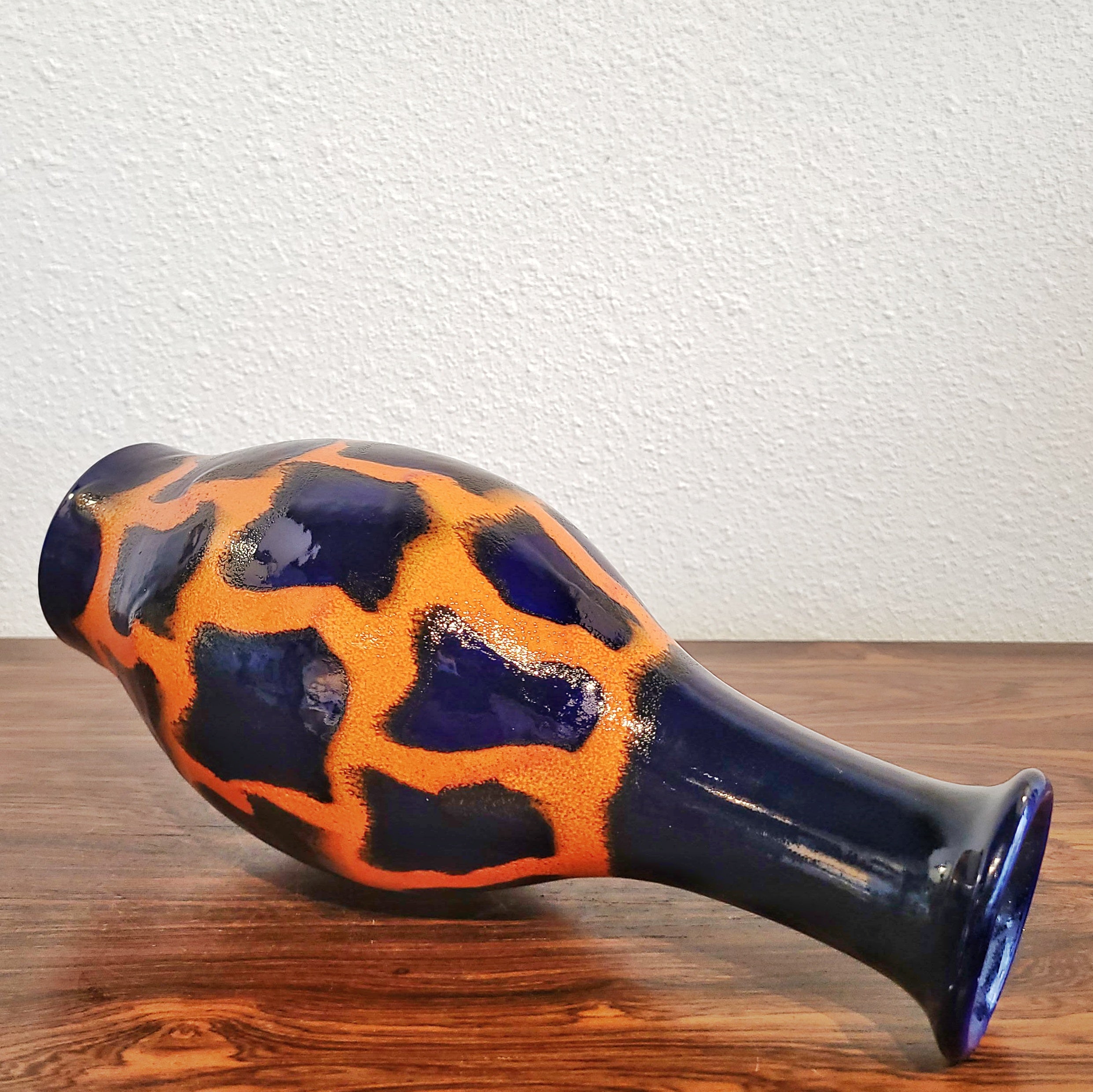 ORANGE AND BLUE JASBA KERAMIK VASE Nr. 1162/30 (1960s)