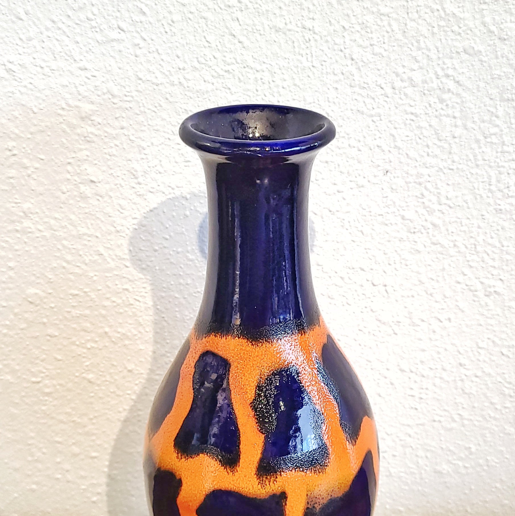 ORANGE AND BLUE JASBA KERAMIK VASE Nr. 1162/30 (1960s)