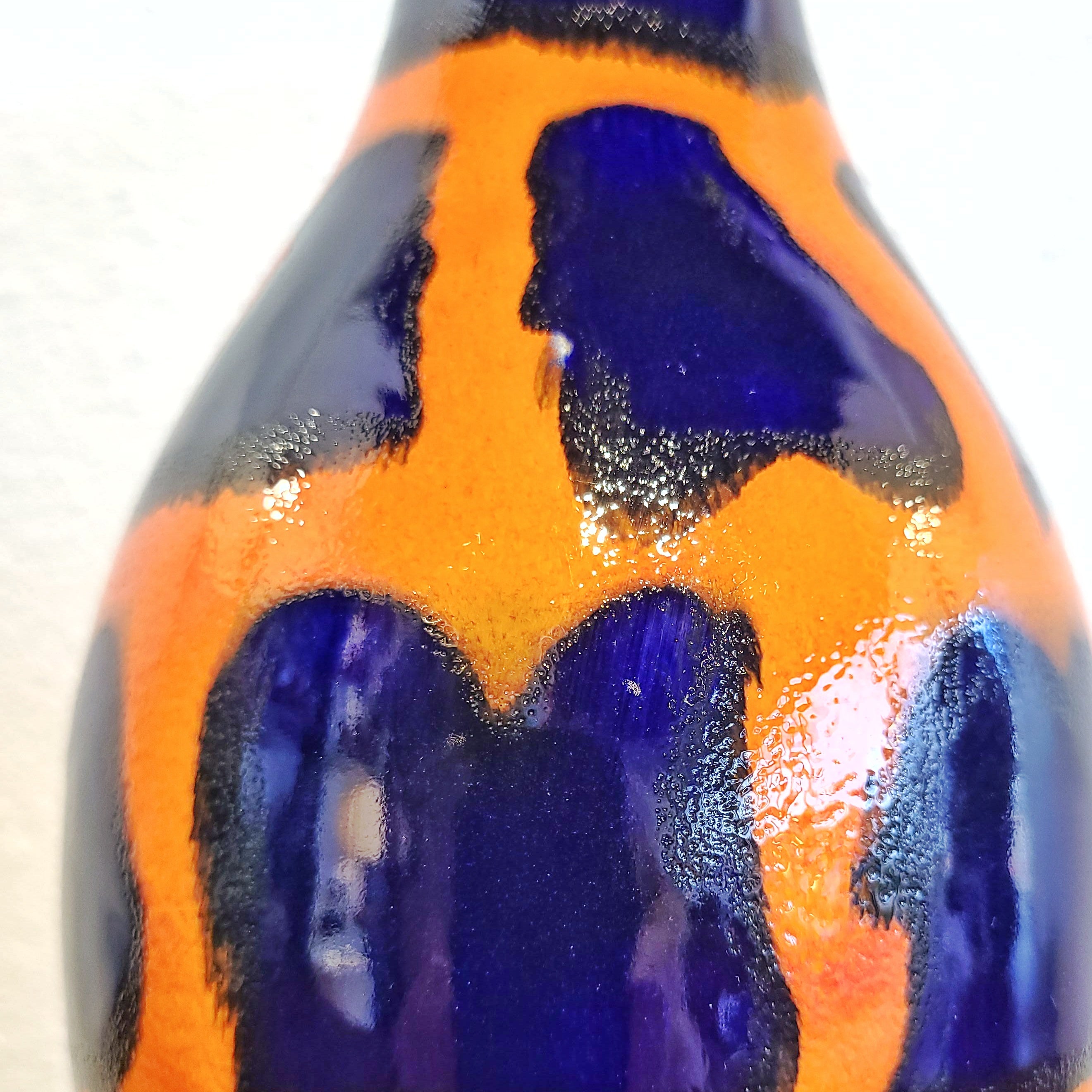 ORANGE AND BLUE JASBA KERAMIK VASE Nr. 1162/30 (1960s)