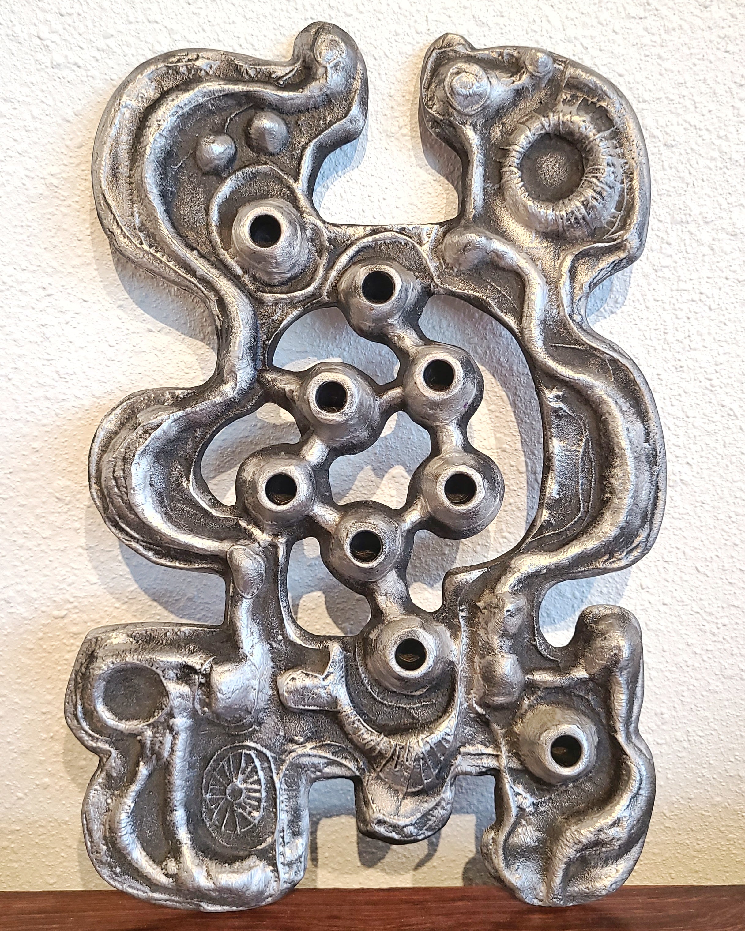 ABSTRACT CAST ALUMINUM HANUKKIAH MENORAH BY DONALD DRUMM