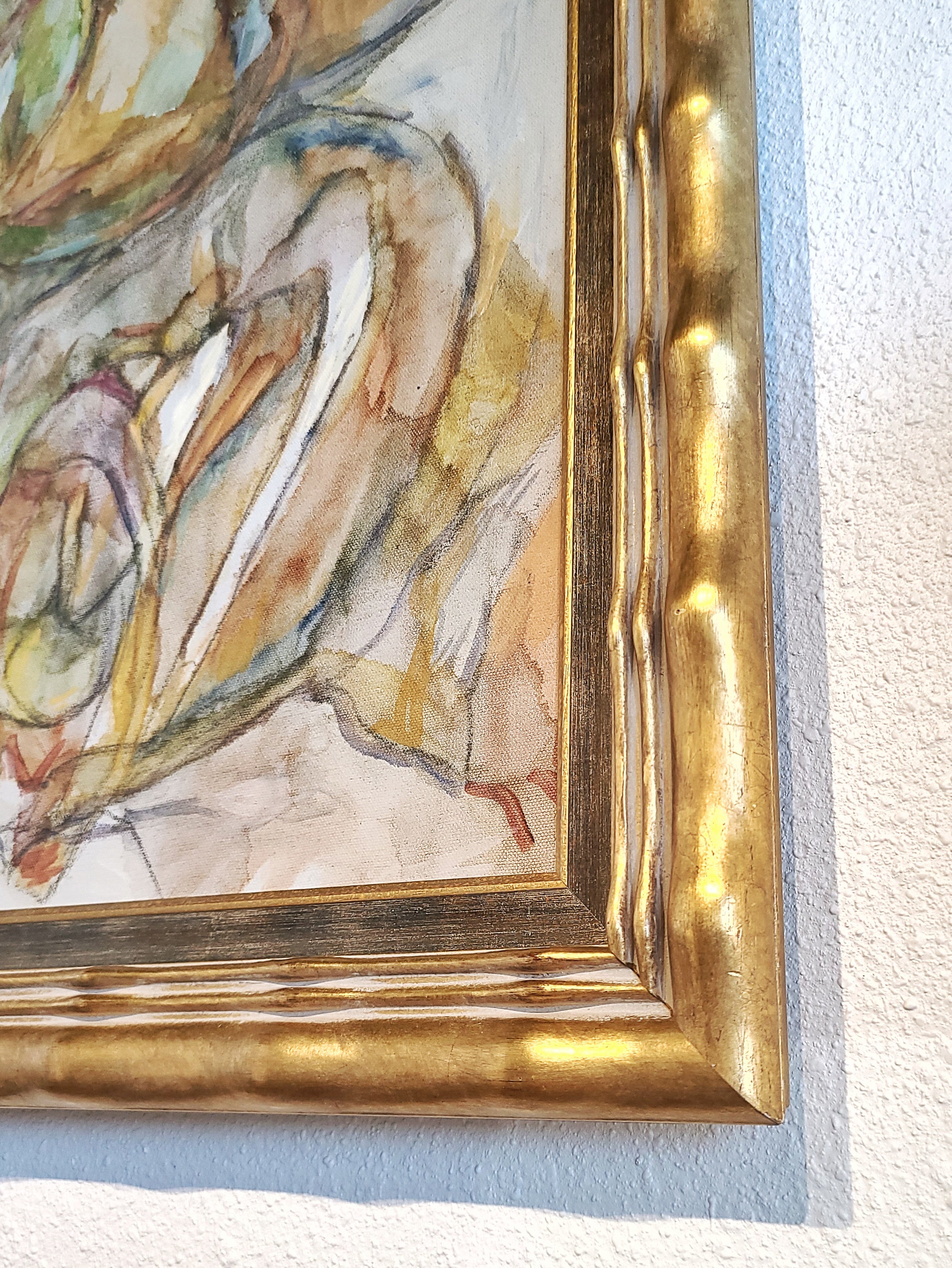 ABSTRACT OIL ON CANVAS IN GOLDEN FRAME - UNSIGNED