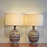 PAIR OF TABLE LAMPS WITH AFRICAN STYLE ANIMAL CARVINGS