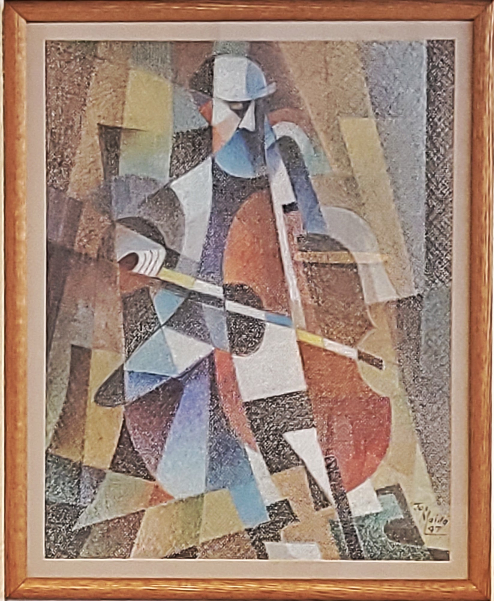 ‘THE CELLIST’ OIL PASTEL ON BOARD BY JOS MAIDA (1997)