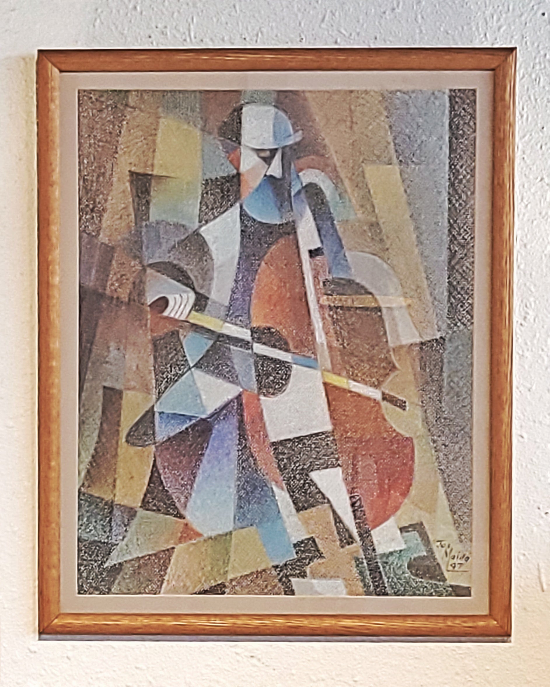 ‘THE CELLIST’ OIL PASTEL ON BOARD BY JOS MAIDA (1997)