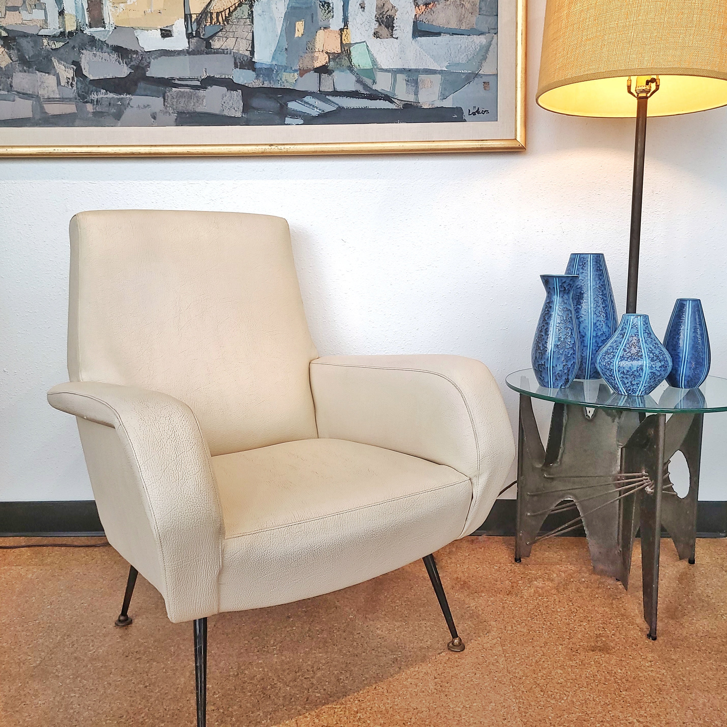 ITALIAN MID-CENTURY MODERN UPHOLSTERED ARMCHAIR