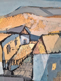 ‘HOUSES  IN THE HILLS’ BY STEFAN LÖKÖS MIXED MEDIA LANDSCAPE ON PAPER