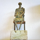 MIXED MEDIA MOTHER AND CHILD SCULPTURE SIGNED AND DATED 'H.W. '57'