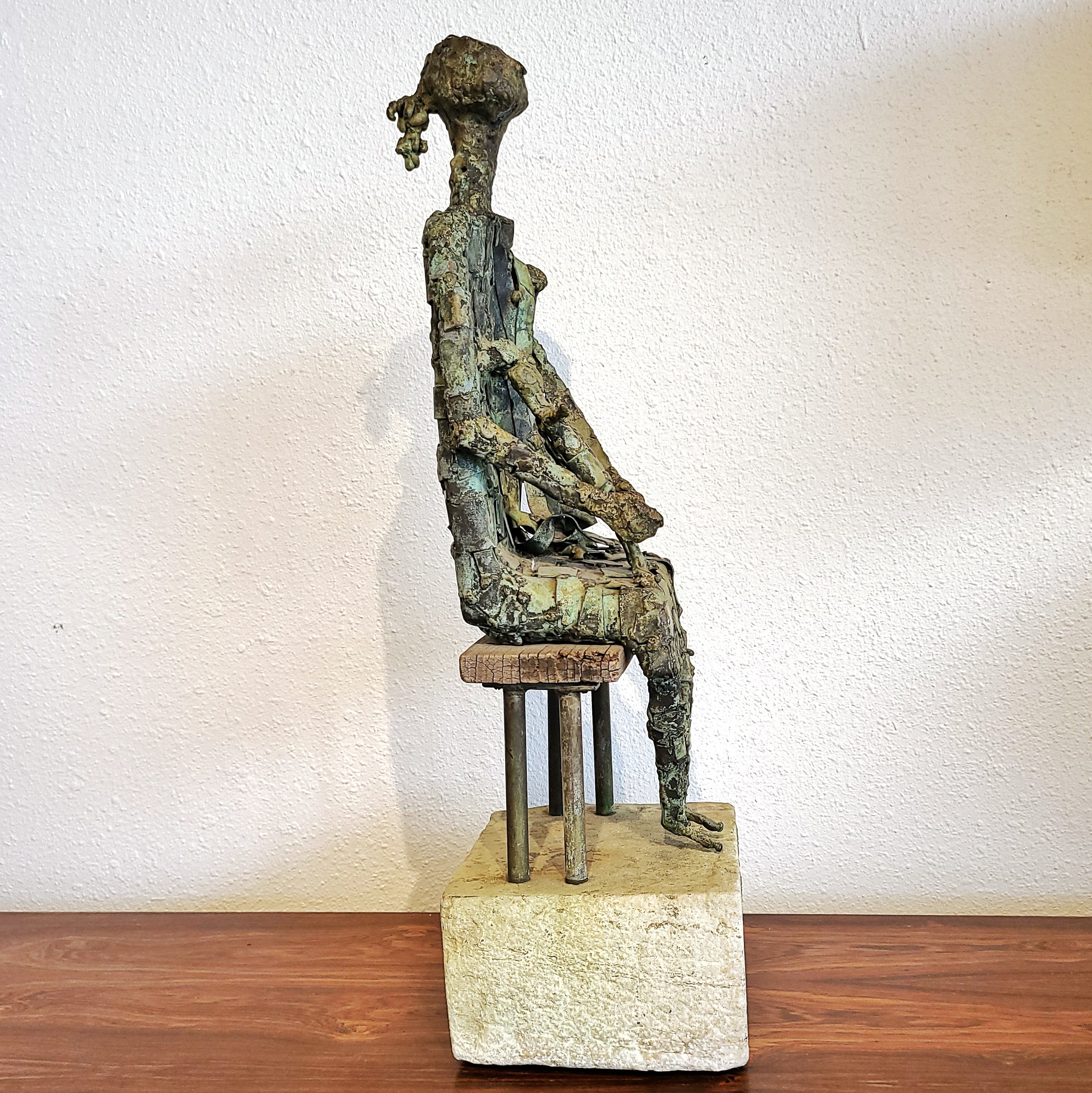 MIXED MEDIA MOTHER AND CHILD SCULPTURE SIGNED AND DATED 'H.W. '57'