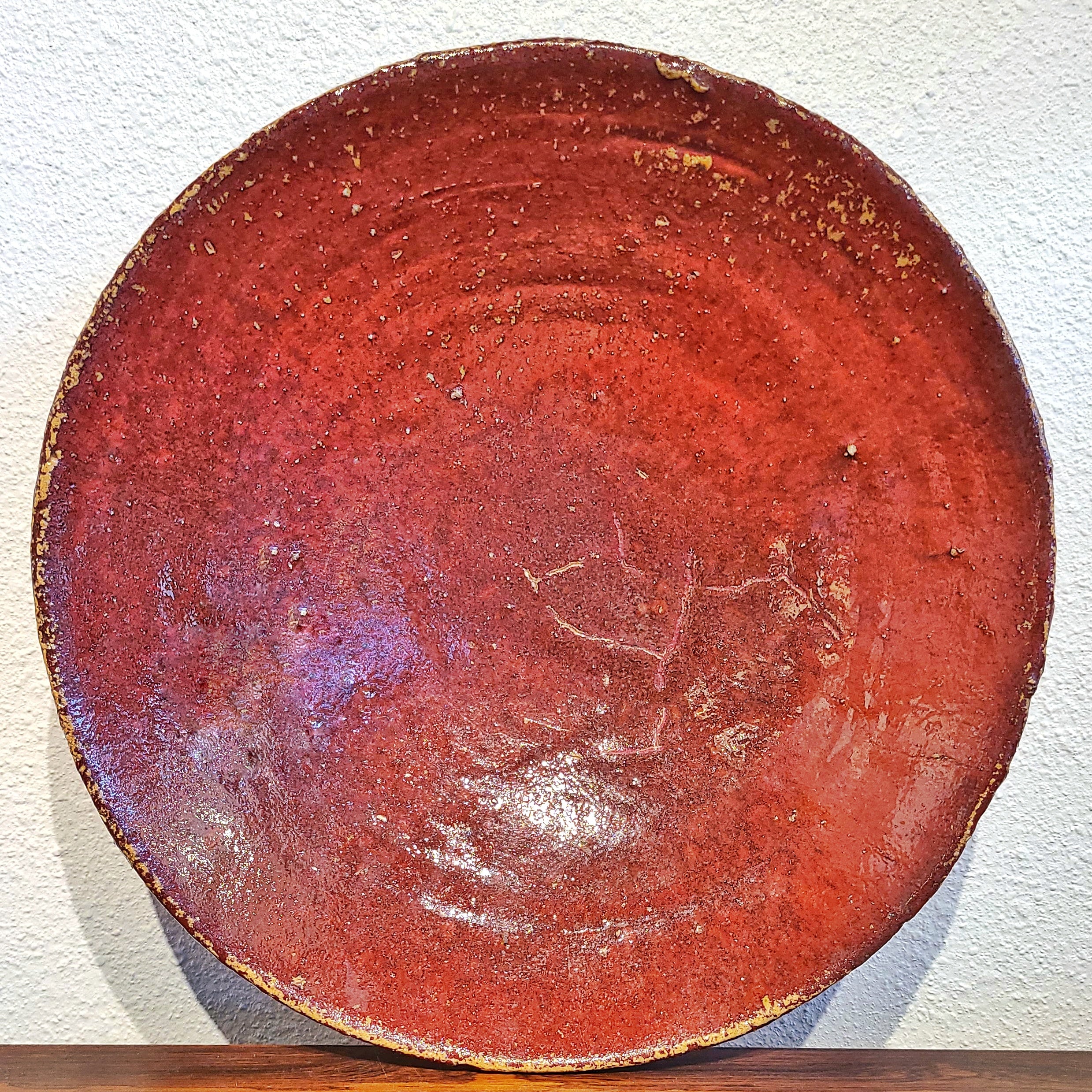 CHINESE EARTHENWARE CENTERPIECE BOWL WITH OXBLOOD GLAZE (13.25")