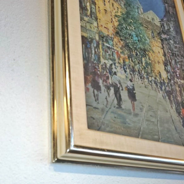 RUA DA PALMA/IGREJA DE SÂO DOMINGOS - OIL ON CANVAS BY GOMES MARTINS (1969)