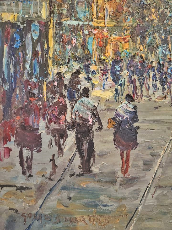 RUA DA PALMA/IGREJA DE SÂO DOMINGOS - OIL ON CANVAS BY GOMES MARTINS (1969)