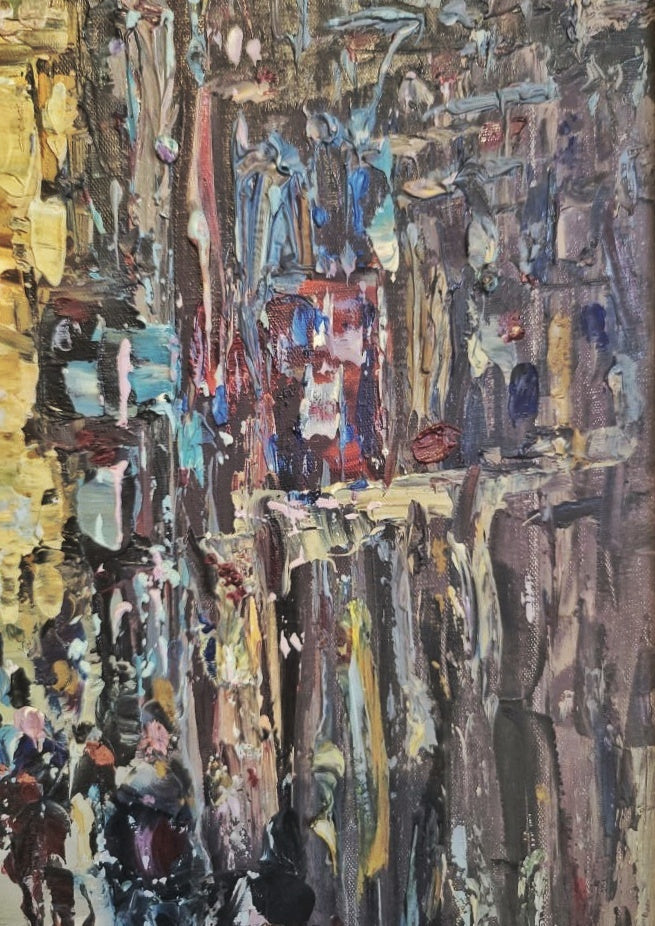 RUA DA PALMA/IGREJA DE SÂO DOMINGOS - OIL ON CANVAS BY GOMES MARTINS (1969)