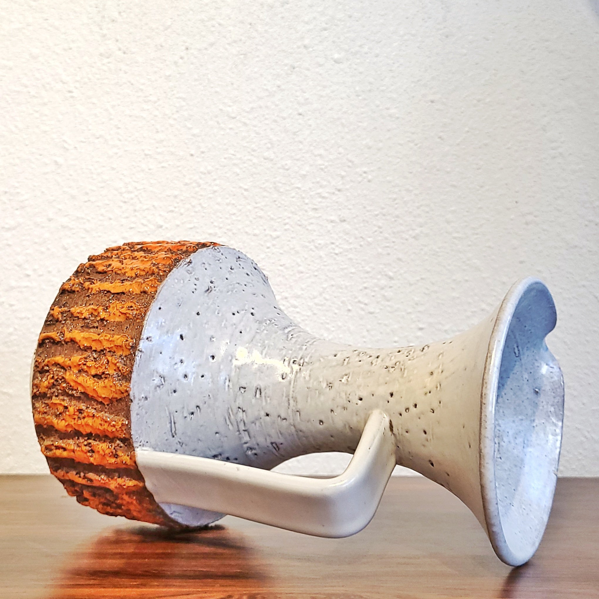 ORANGE AND WHITE JUG VASE BY LELIO ROSSI FOR STUDIO QUATTRO