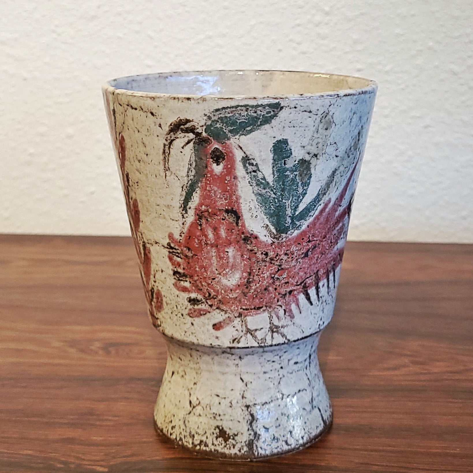 GUSTAVE REYNAUD BIRD MOTIF VASE (VALLAURIS)