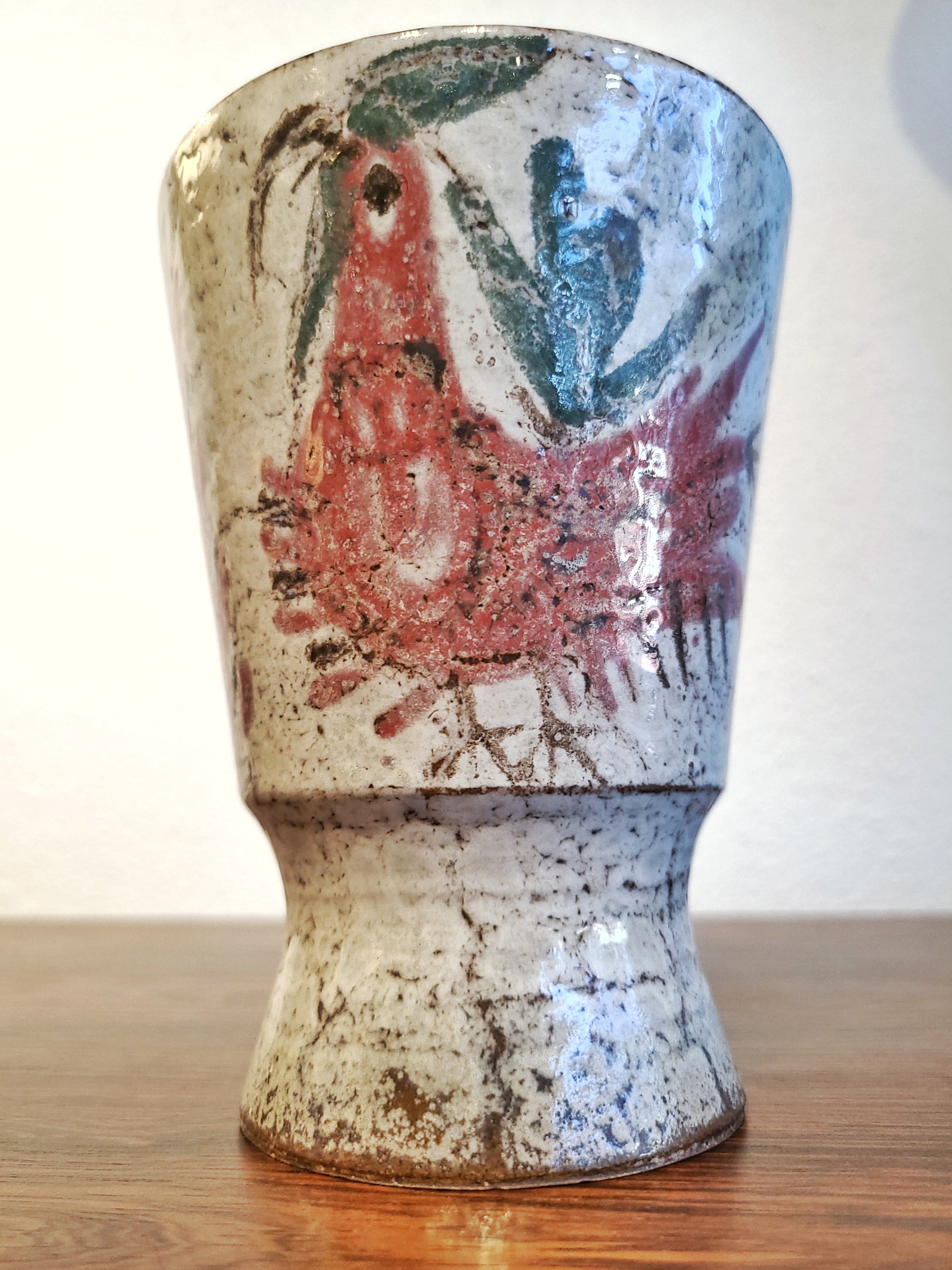 GUSTAVE REYNAUD BIRD MOTIF VASE (VALLAURIS)