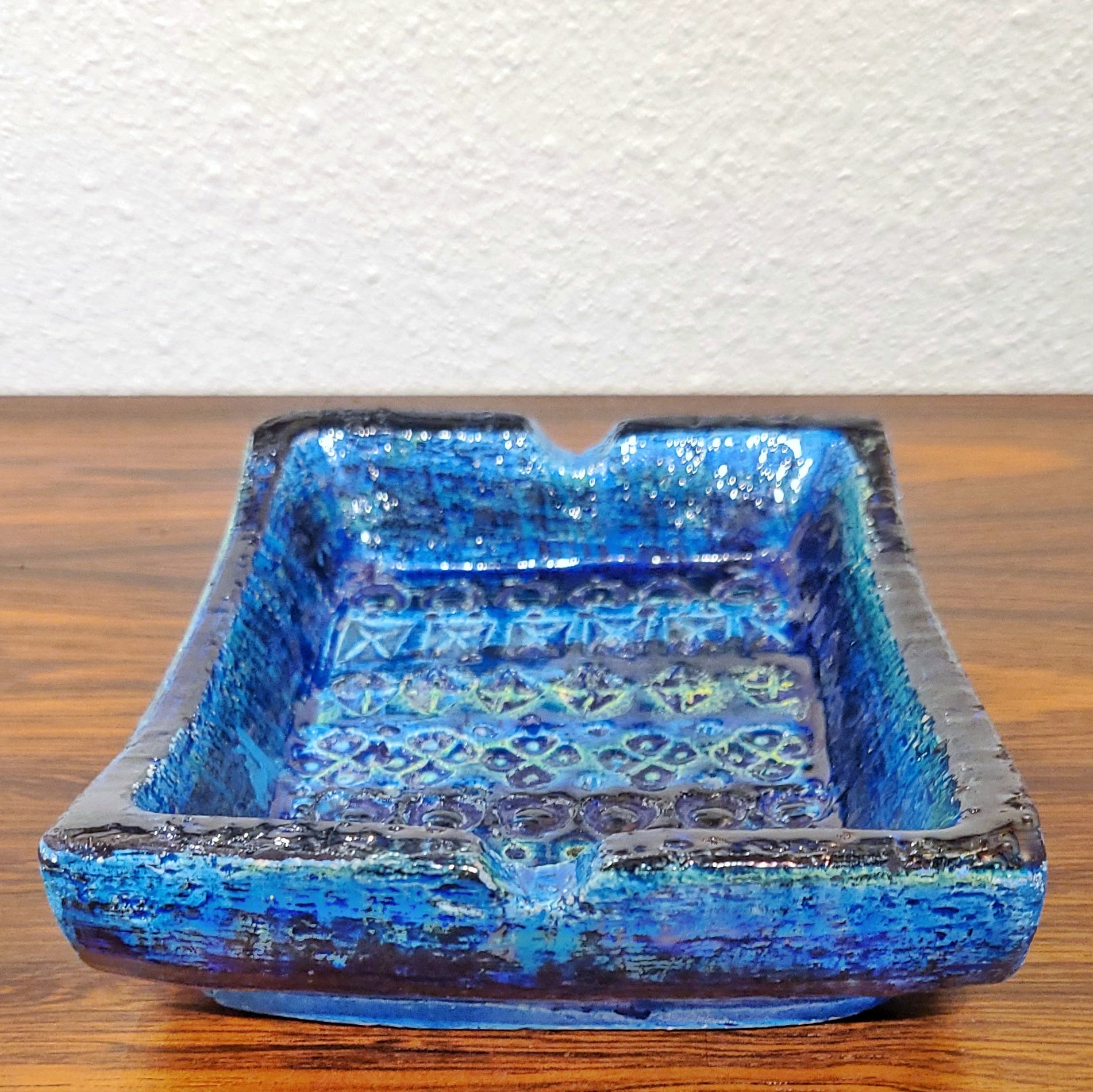 Aldo Londi for Bitossi Remini Blue Ceramic Ashtray Handcrafted in
