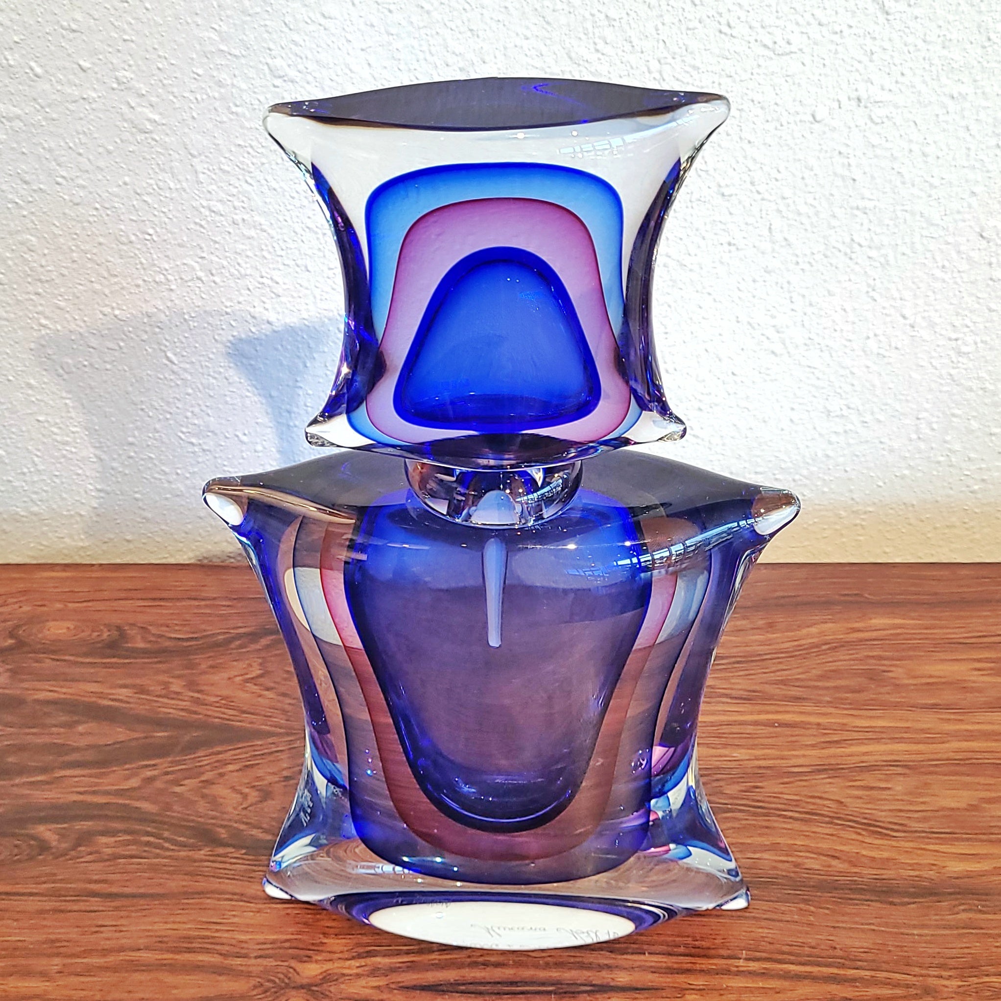 LARGE SOMMERSO PERFUME BOTTLE BY LUIGI ONESTO (MURANO ITALY)