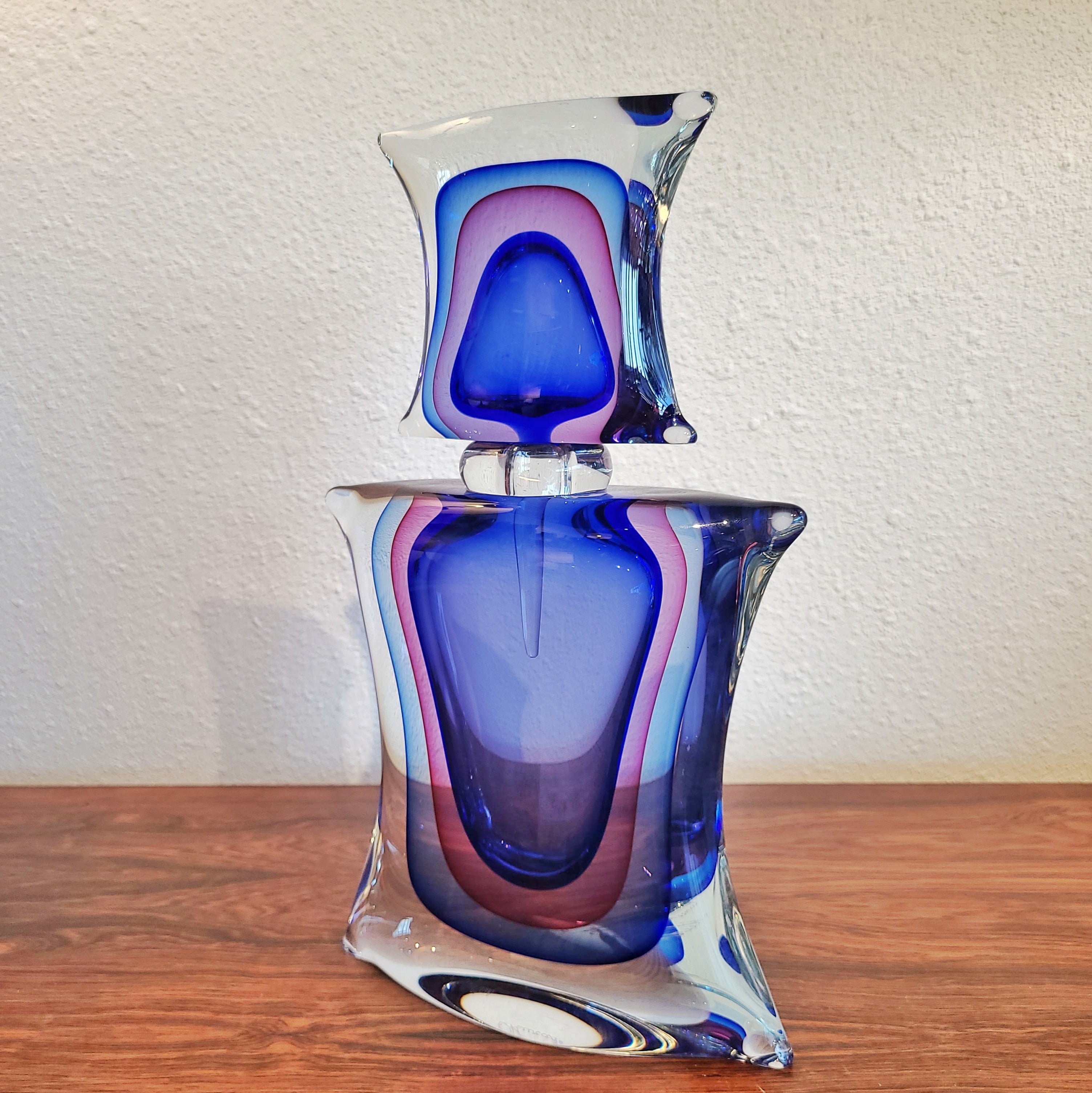 LARGE SOMMERSO PERFUME BOTTLE BY LUIGI ONESTO (MURANO ITALY)