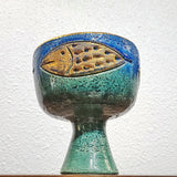 BITOSSI CHALICE/COMPOTE/CANDY DISH WITH A GOLDEN FISH DECOR