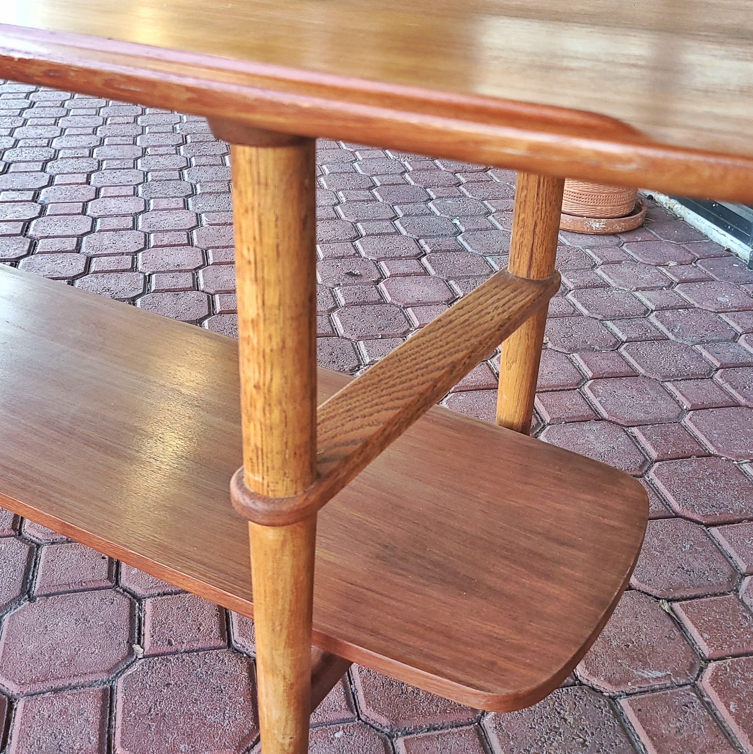 ’60s TEAK AND OAK SOFA TABLE BY TORBEN STRANDGAARD (DENMARK)