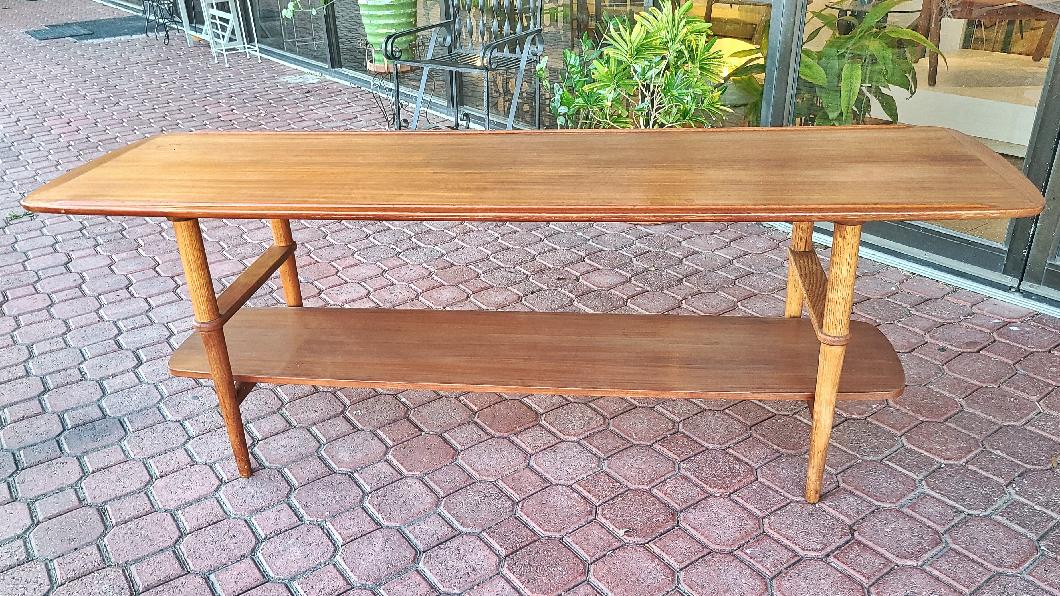 ’60s TEAK AND OAK SOFA TABLE BY TORBEN STRANDGAARD (DENMARK)