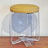VINTAGE LUCITE STOOL WITH TEXTURED VINYL UPHOLSTERY