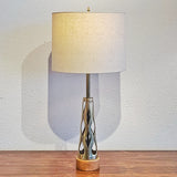 TONY PAUL BRASS AND WALNUT TABLE LAMP FOR WESTWOOD INDUSTRIES (1950s)