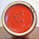 LARGE SCHEURICH KERAMIK RED & BLACK FAT LAVA VASE Nr. 529/38