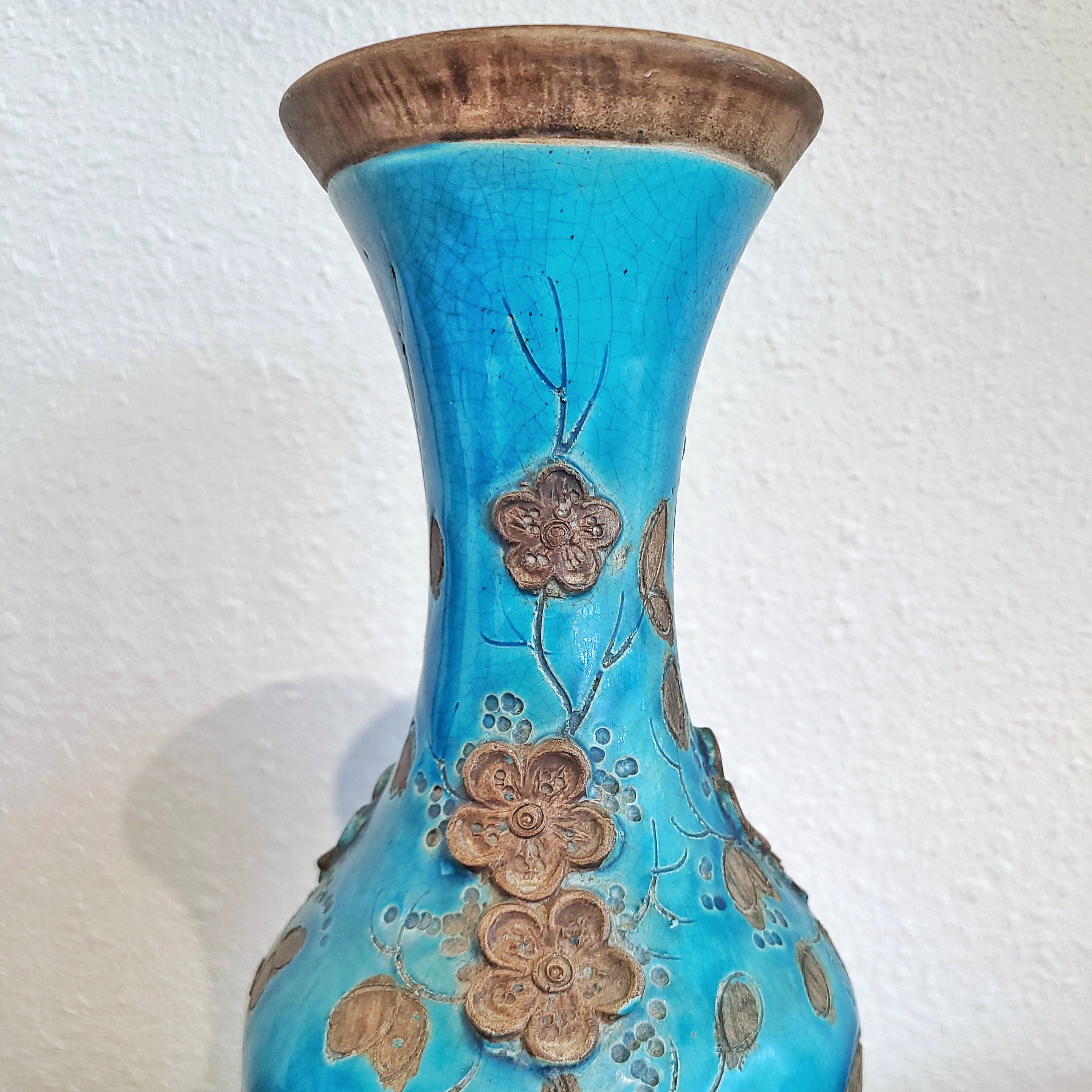 EARLY UGO ZACCAGNINI CHINOISERIE  VASE WITH CHERRY BLOSSOMS