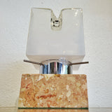 MARBLE BASE MAZZEGA CUBE LAMP WITH MURANO OPAL GLASS SHADE