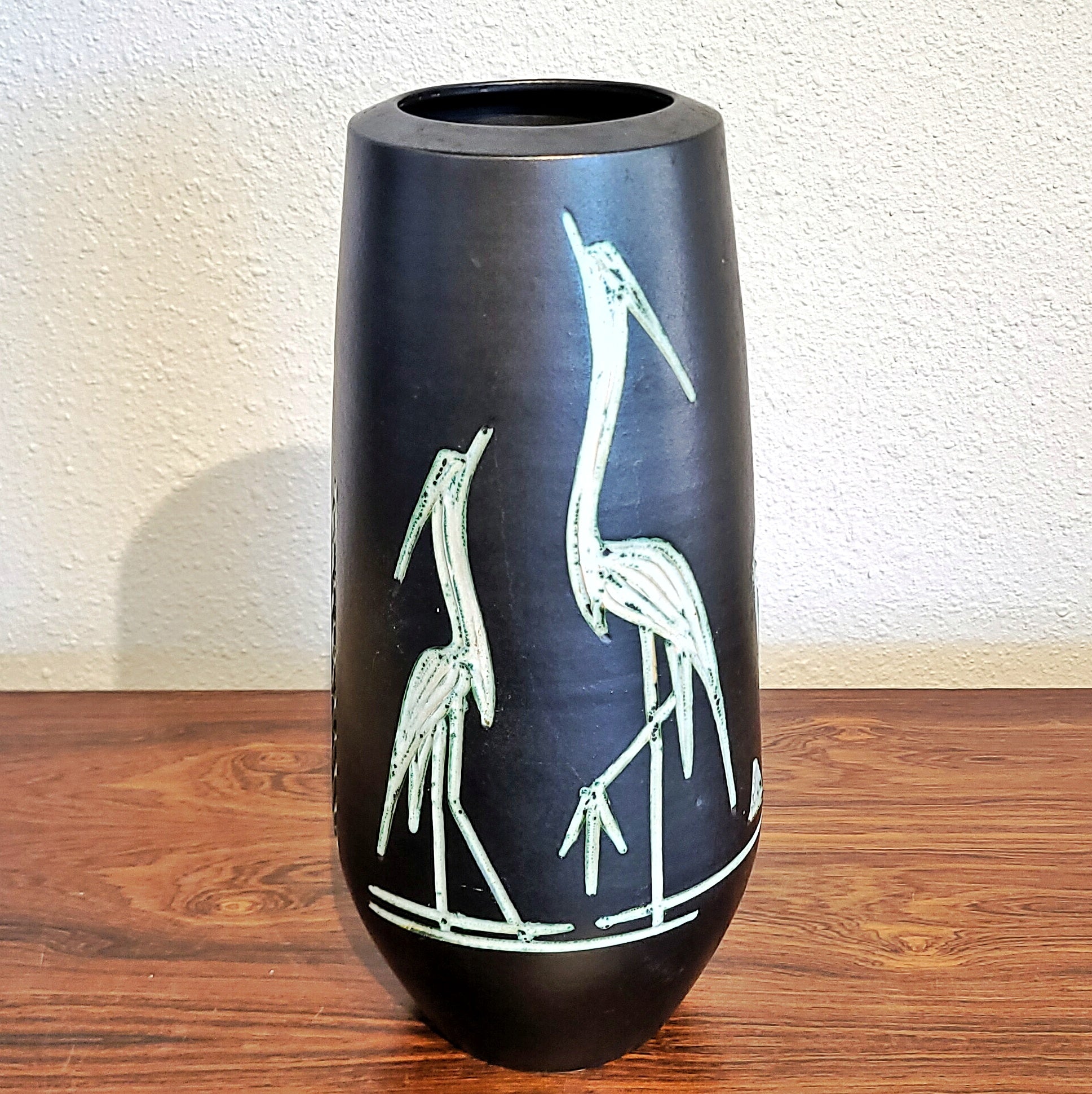 LARGE ARNO KIECHLE HERON MOTIF VASE Nr. 903/2