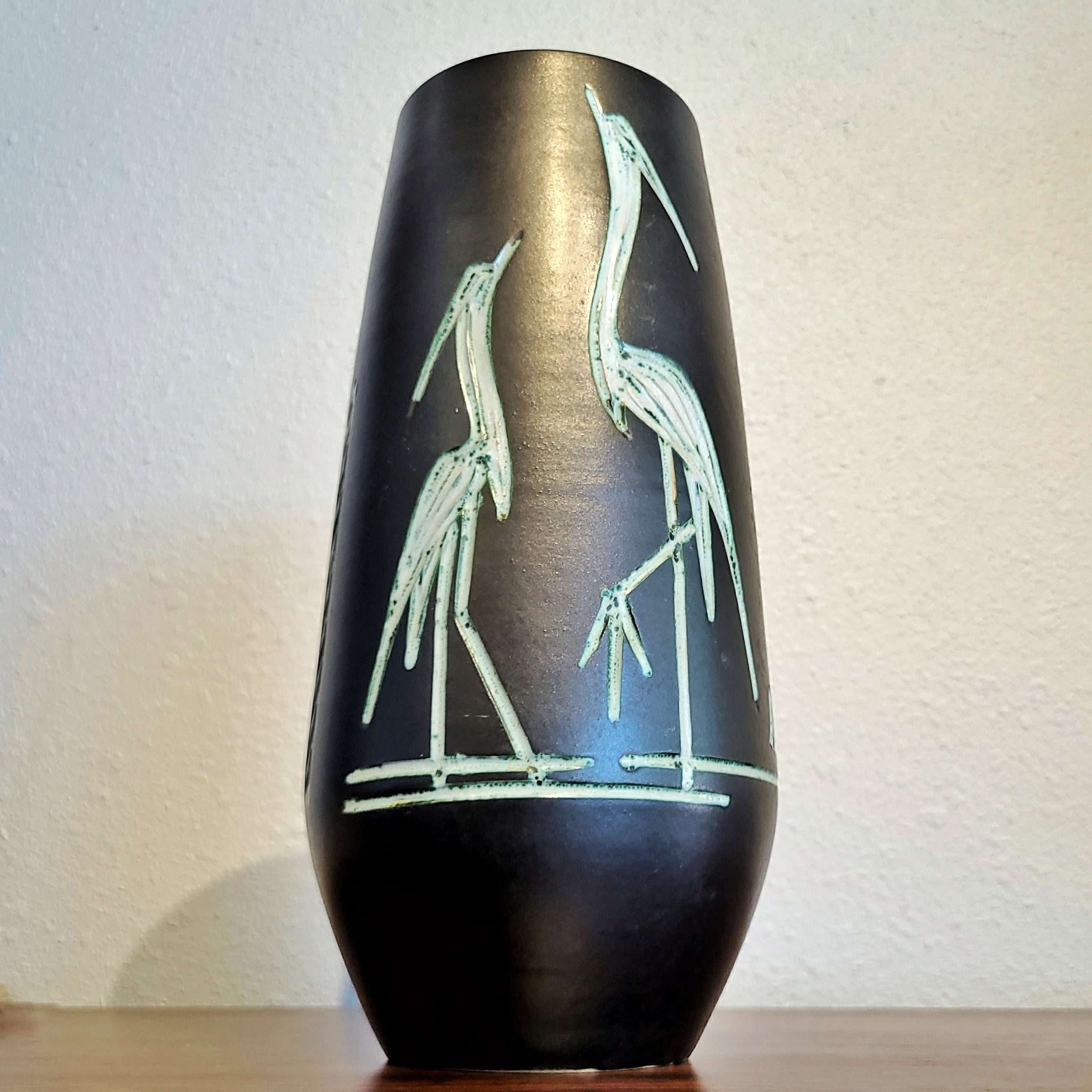 LARGE ARNO KIECHLE HERON MOTIF VASE Nr. 903/2