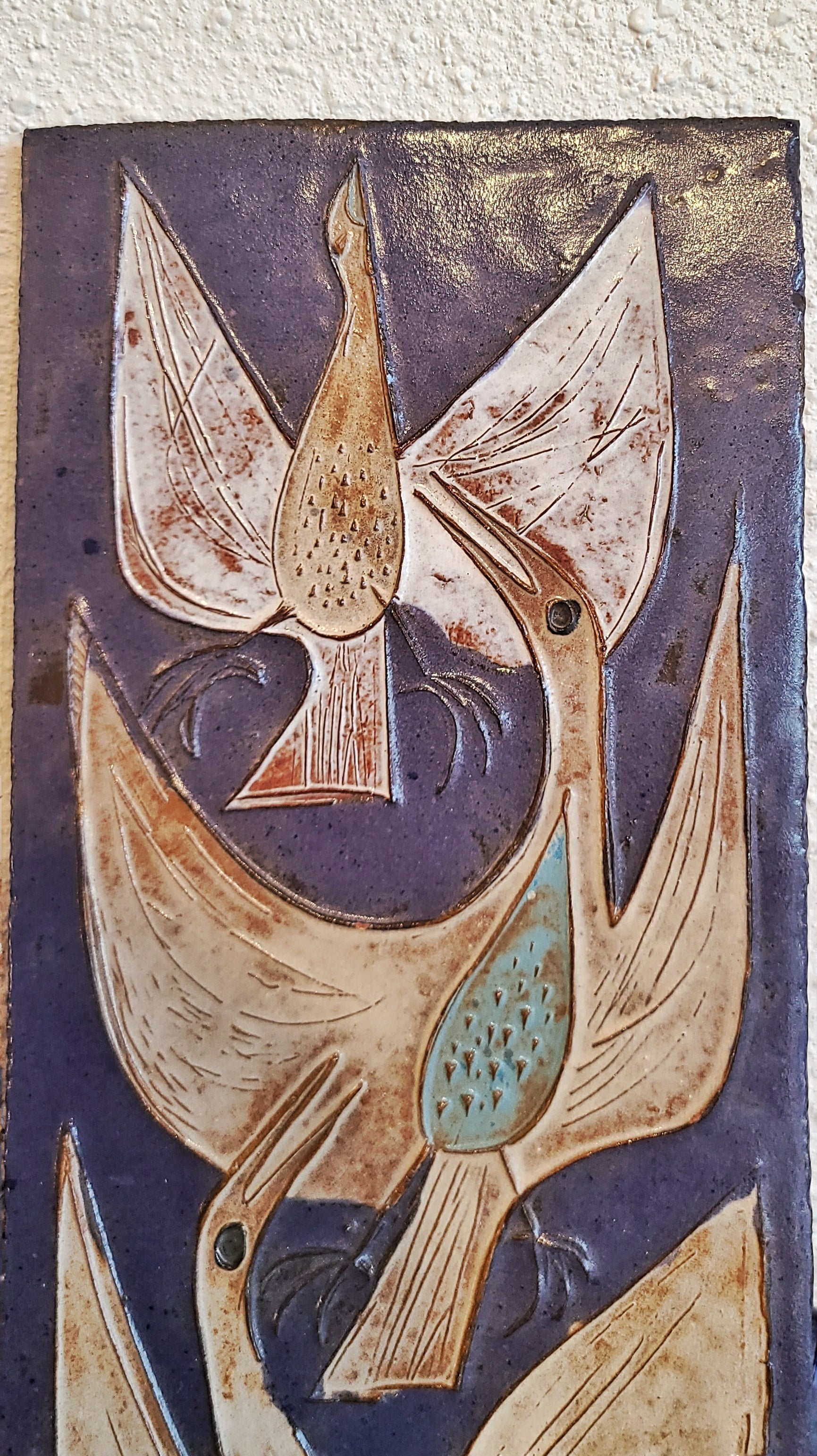 ROGIER VANDEWEGHE ‘BIRDS IN FLIGHT’ WALL TILE FOR AMPHORA (BELGIUM)