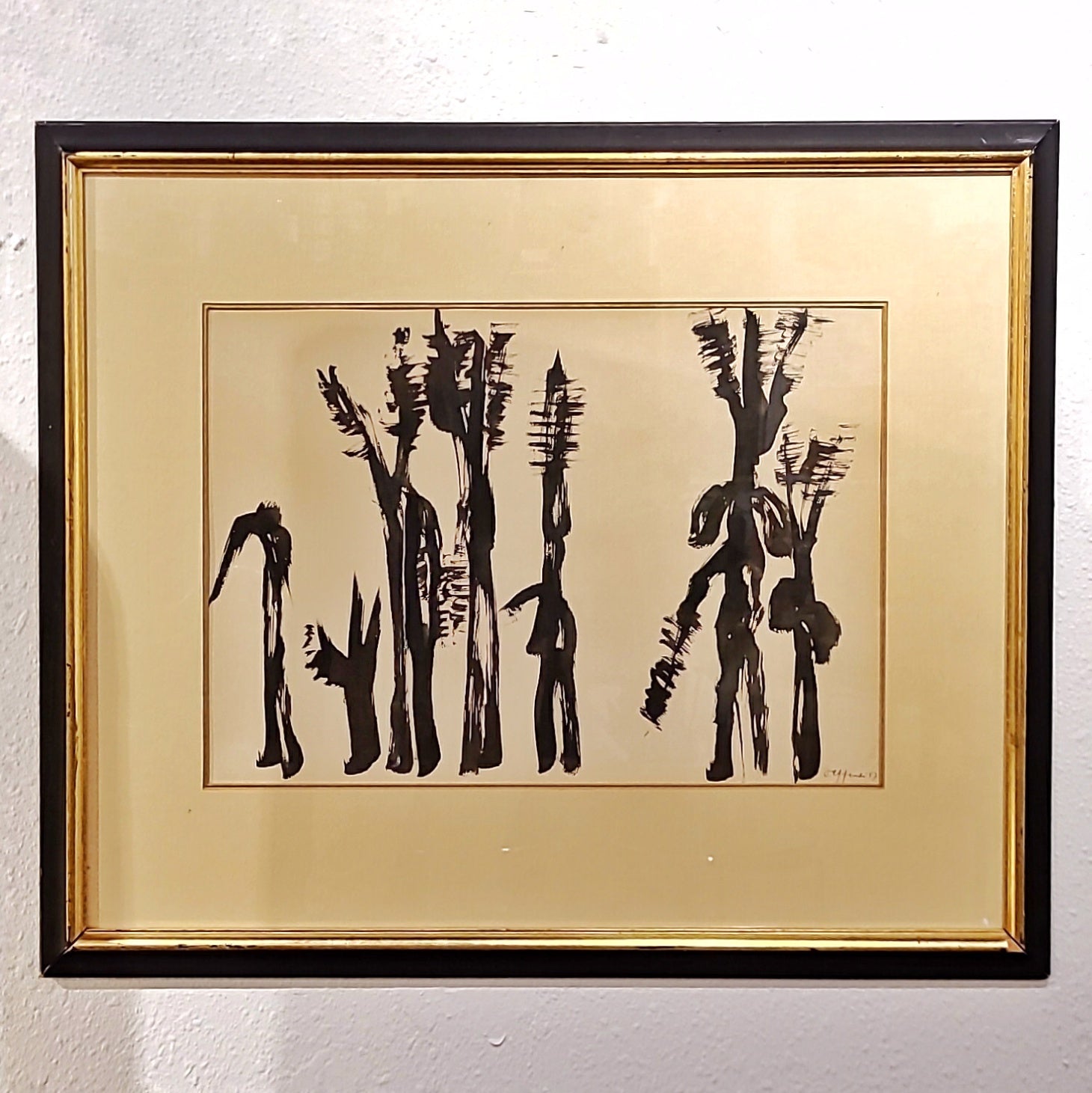 GLYPHIC FIGURES - INK ON PAPER BY OESMAN EFFENDI (1957)