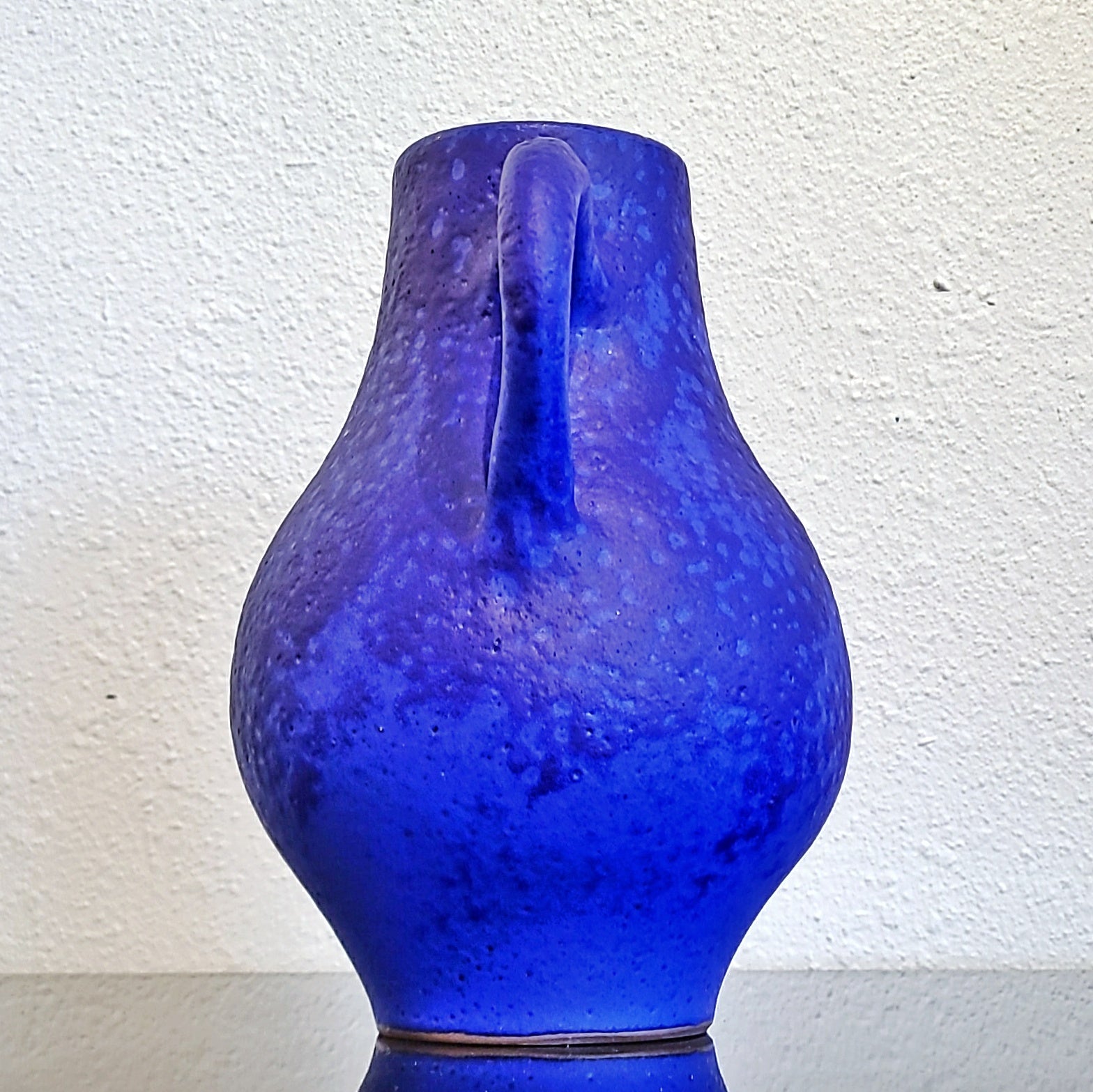 1960s HARTWIG HEYNE STUDIO POTTERY “KLEIN” BLUE PITCHER VASE