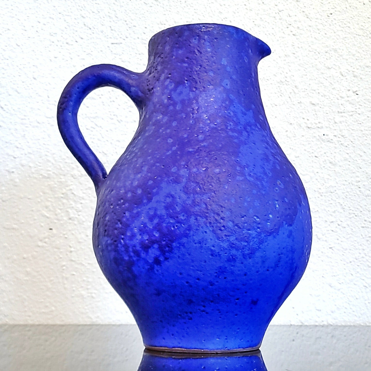 1960s HARTWIG HEYNE STUDIO POTTERY “KLEIN” BLUE PITCHER VASE