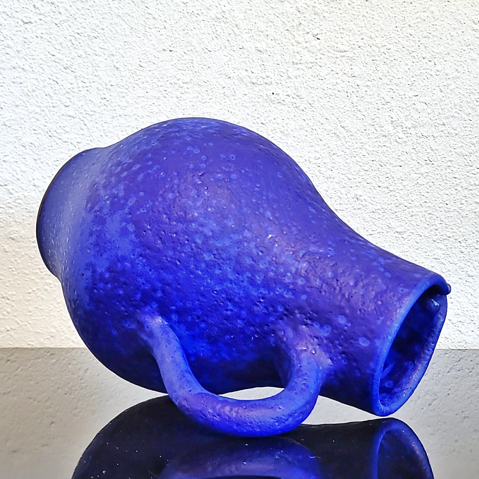 1960s HARTWIG HEYNE STUDIO POTTERY “KLEIN” BLUE PITCHER VASE