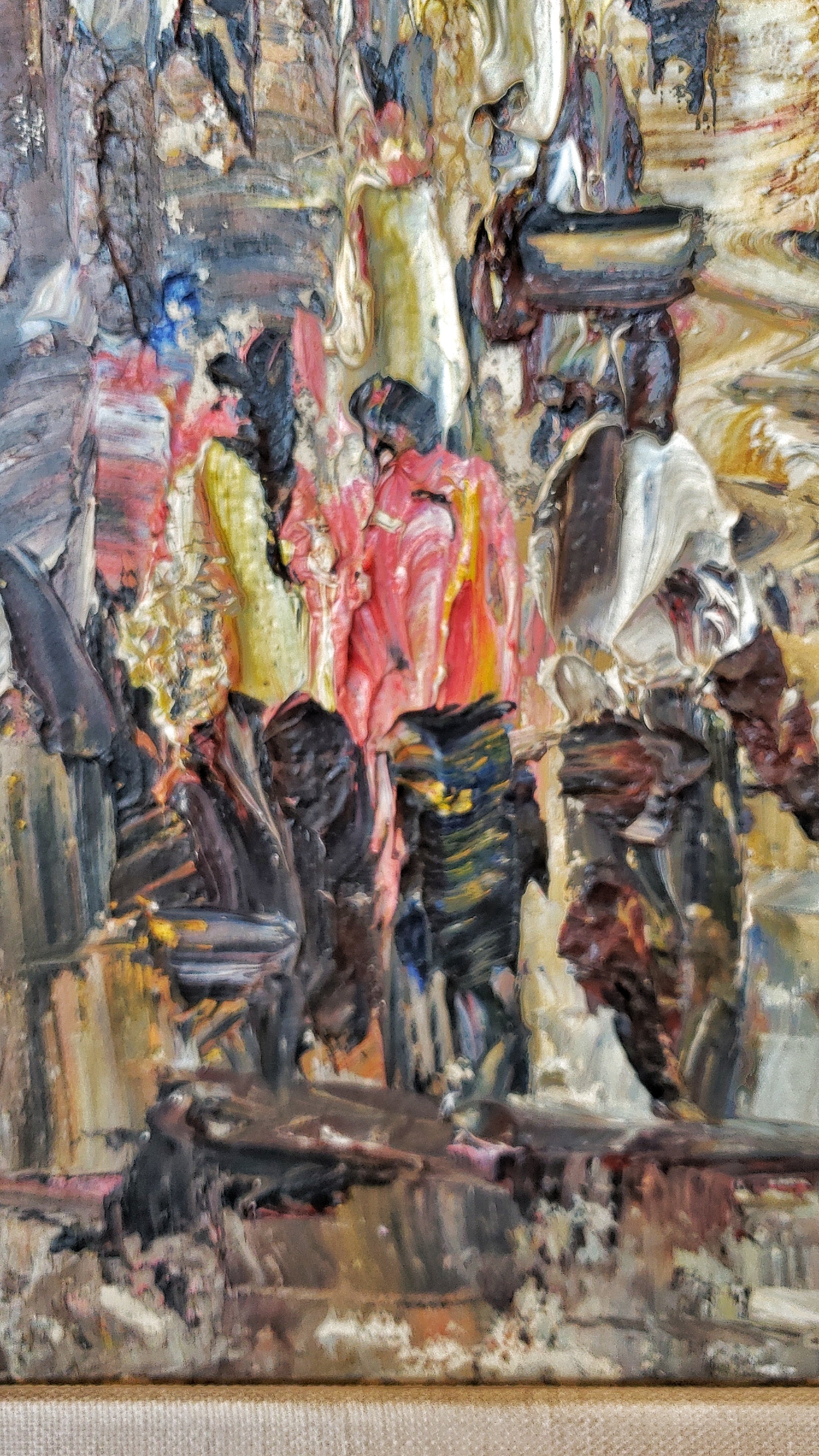 STREET SCENE WITH CARRIAGE - OIL IMPASTO ON CANVAS