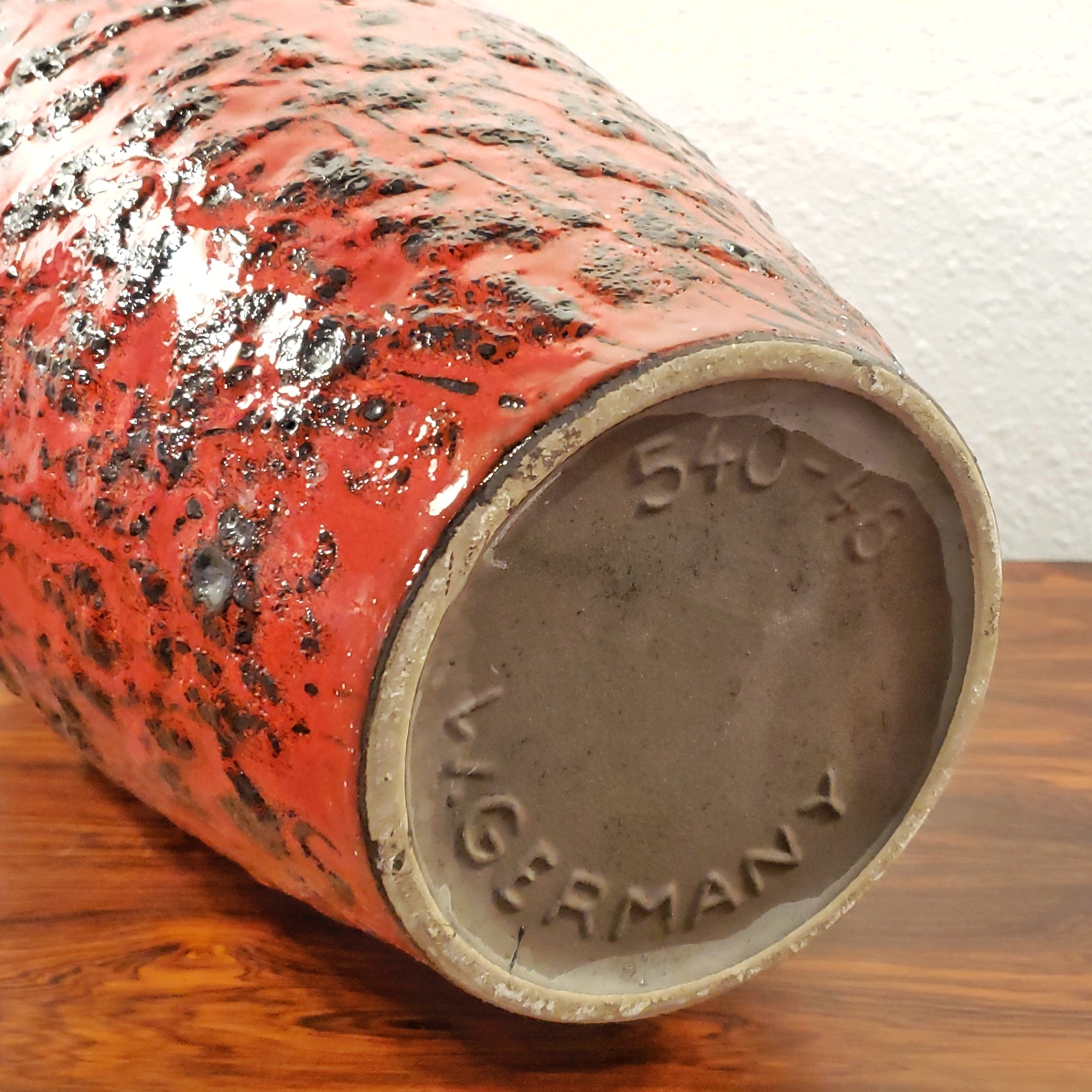 SCHEURICH KERAMIK SELENIUM RED FAT-LAVA FLOOR VASE Nr. 540/48