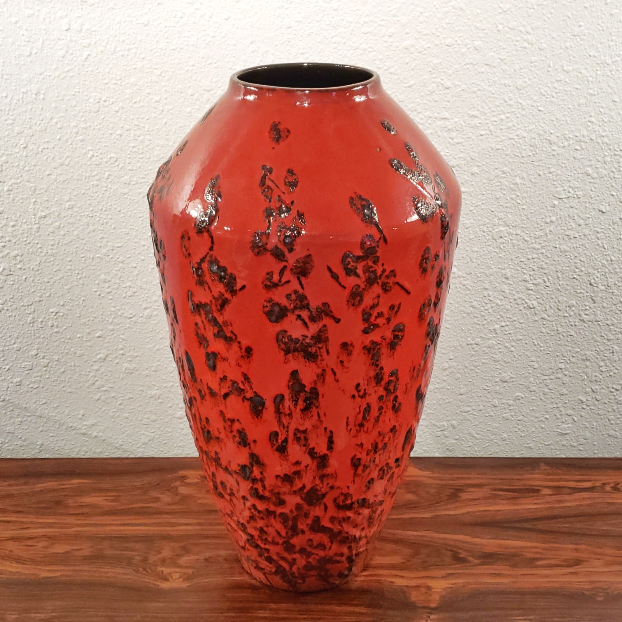 SCHEURICH KERAMIK SELENIUM RED FAT-LAVA FLOOR VASE Nr. 540/48