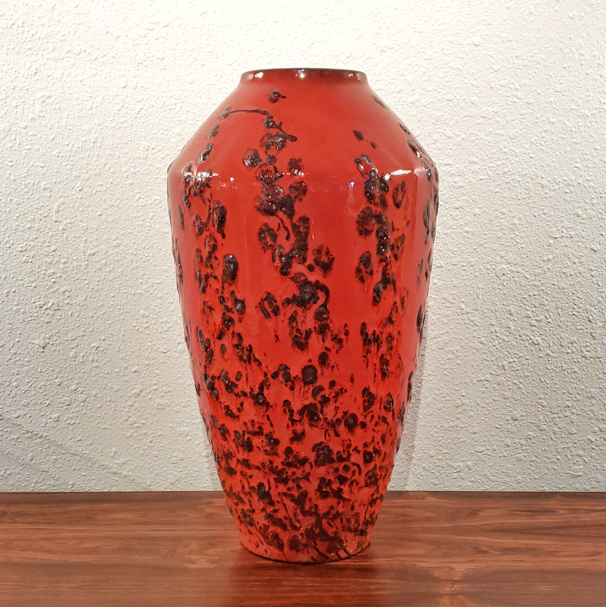 SCHEURICH KERAMIK SELENIUM RED FAT-LAVA FLOOR VASE Nr. 540/48