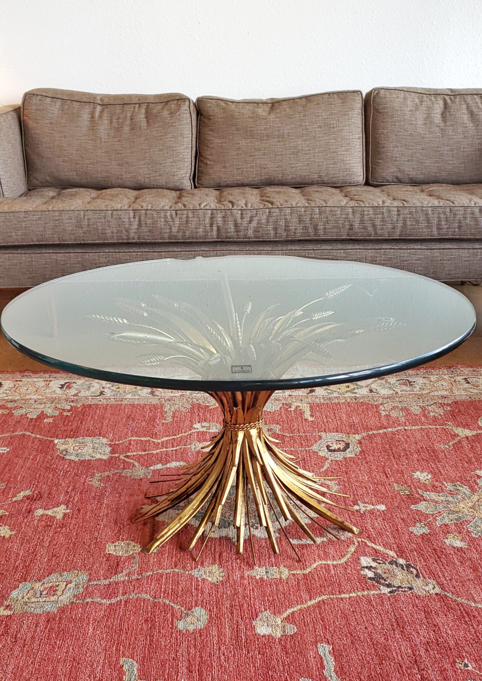Vintage Coco Chanel sheaf of wheat coffee table, 1960s
